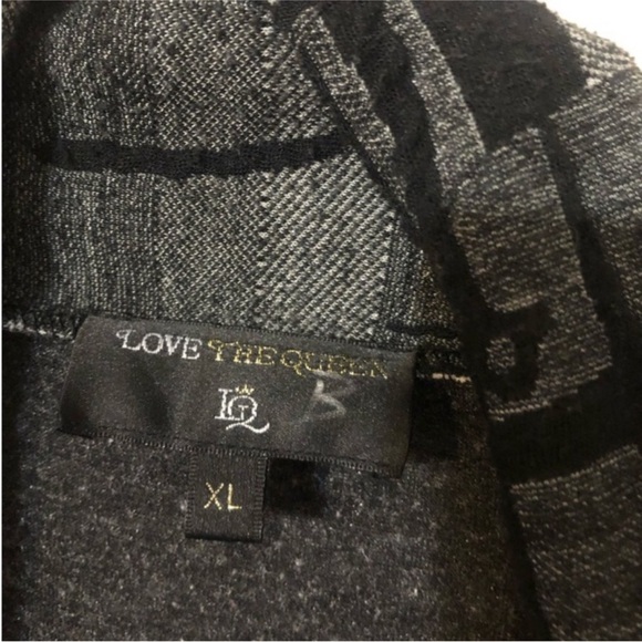 LOVE THE QUEEN Open Front CARDIGAN CAPE With Attached SCARF Size XL - Picture 5 of 11